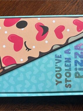 Heart Pepperoni Pizza Slice notebook - Pink & Teal